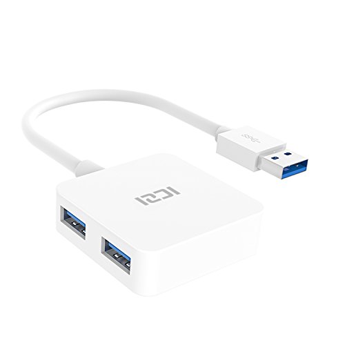 ICZI vernickelt USB 3.0 HUB, 4x USB 3.0 Ports port, quadratische Gehäuse, ohne Ladeport, für MacBook, Windows Laptop andere USB 3.0 kompatibel Geräten (Weiß) - 2