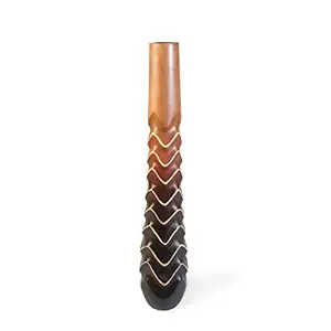 @home by Nilkamal Black Wooden Swirl H80 Vase
