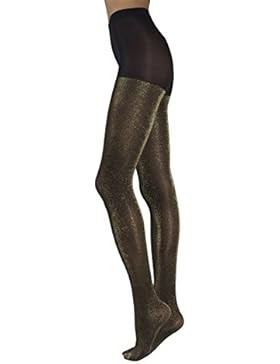 BLICKDICHTE STRUMPFHOSE MIT LUREX | DAMEN GLÄNZENDE STRUMPFHOSE MIT GOLDEN UND SILBER GLITZER | 60 DEN | S /M...