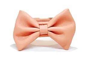 ZIIZO Genuine Leather Bow Dog Collar (Medium, Peach)
