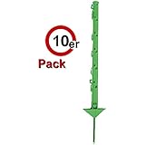 Göbel Weidezaunpfahl PP Copo GF Wildabwehrpfahl 75cm 5 Bandösen 2 Seilösen mit Stahlnagel grün 10 St.