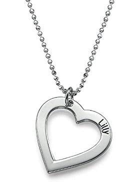 925er Silber Herzkette - Zwei kostenlose Wunschgravuren!