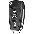 SLCe 3 Button Folding Remote Flip Car Key Case Shell Fob for Audi A2 A3 A4 A6 A6L A8 Q7 TT Key Fob Case Replacement (KEYPAD Audi)