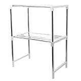 Huoshang Four à Micro-Ondes de Rangement de Rack pour Cuisine, Acier Inoxydable, Blanc, 22.6 x 12.2 x 2.68 cm