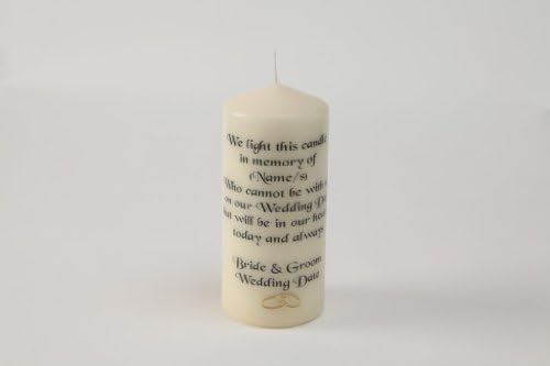 Personalised Memorial Absence Remembrance Candles For Wedding Large We Light (Ivory/Gold Rings)