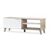 Módulo TV compuesto por una puerta, ofrece dos baldas en el lateral del mueble. Es un mueble ideal para poner tus libros,juegos... Además tiene dos compartimentos donde podrás almacenar y colocar todos tus dispositivos electrónicos.