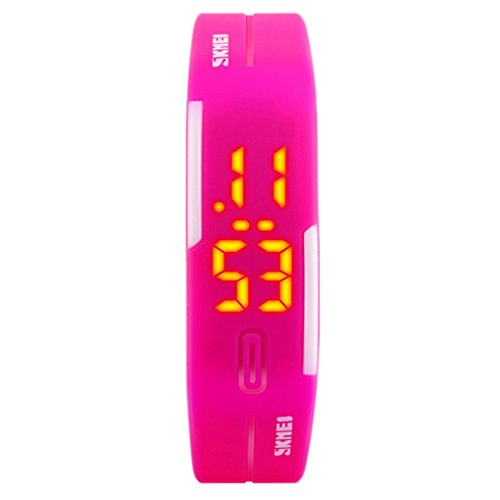 SKMEI - Reloj Digital Deportivo Resistente al Agua con LED Banda de PU para Chicas Estudiantes Niñas - Rosa