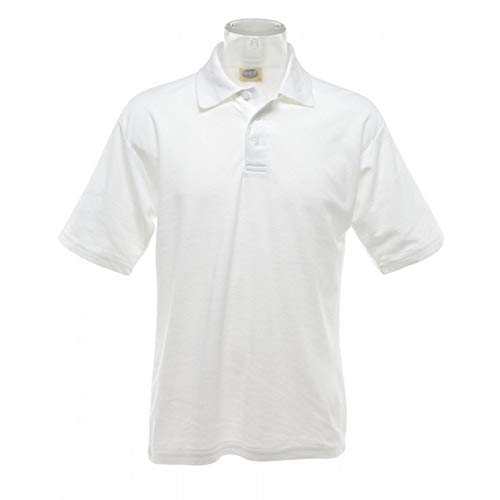 UCC - Polo Piqué de manga corta Modelo 50/50 Hombre Caballero (tallas extra grandes hasta 5XL) - Verano/Deporte (2XL/Blanco)