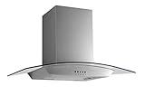  PKM 8888W Dunstabzugshaube 60cm LED Glasschirmhaube Abluft Umluft Edelstahl Glas