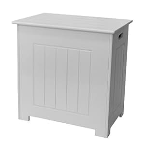 Wäschekorb mit Deckel MDF Weiß - 51x35x51cm - Wäschebox