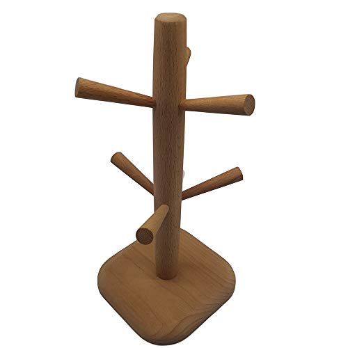 Preisvergleich Produktbild Getränkehalter, Getränkehalter Aus Holz, Kaffeeständer, Getränkehalter, Ausstellungsständer Aus Holz, Aufbewahrungsregal Für Küche Und Esszimmer, Aufbewahrungsregal, 6 Getränkehaken