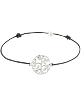 Schmuck Les Poulettes - Schmuck Les Poulettes - Armband in gewachstem Cord mit Life Tree Anhänger in Sterling...