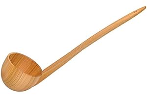 WOODEN WORLD Louche en bois de cerisier louche en bois éco naturel pour cuisine et sauna - imprégnée