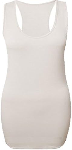 TopStyleFashion4u New Womens Ladies Long Racer Back Body Con Muscle Vest Gym Sports Tops UK 8-26 (XL (16/18), Cream)