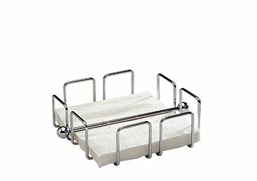 APS Serviettenhalter -Wire- ca. 19 x 19 cm, Höhe 6,5 cm Metall verchromt, für 50 Servietten mit 1/4 Falz inkl. Beschwerer