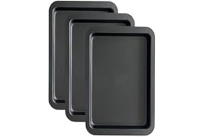 Orclan Premium Non-Stick Carbon Steel Baking Tray Set - Heavy Duty Oven Tray for Cooking, Roasting, and Baking - 3 Piece Set with Eclipse Coating for Roasting tins - Dishwasher Safe - 33x23x2cm