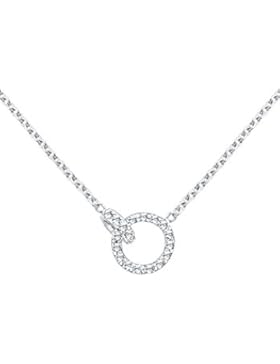 Elli Damen-Gliederkette Kreis funkelnder Anhänger 925 Silber Swarovski Kristall Brillantschliff