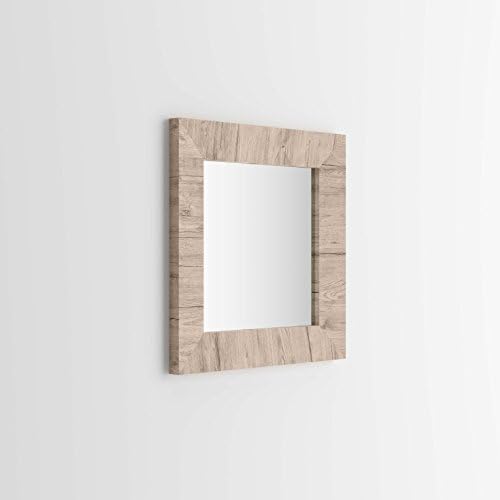 Mobili Fiver, Square wall-mounted mirror, Oak frame, Giuditta 65x65, Laminate-finished/Glass, Made in Italy