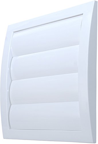 L3 Lüftungsgitter Abschlussgitter Ø 150 mm weiß mit Schwerkraftlamellen Jalousie und Insektennetz Gitter ABS Kunststoff witterungsbeständig Insektenschutz bewegliche Lamellen Rückstauklappe Verschlussklappe Ablufthaube Wetterschutzgitter Haube