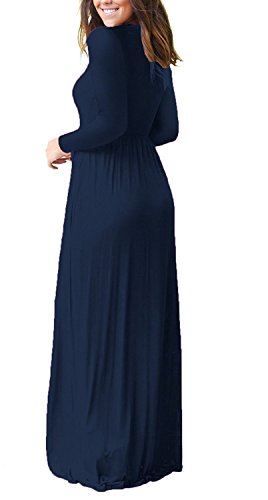 Viishow Women Long Sleeve Loose Plain Long Maxi Casual Dress