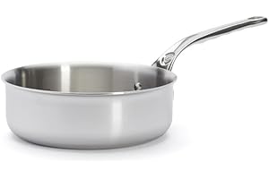De Buyer - Sauteuse à bords droits en inox 5 couches AFFINITY - 20 cm - Fabriquée en France, Sans PFAS, Montée Rapide en Température, Inox 18/10, Tous Feux + Four, Finition Poli Brillant