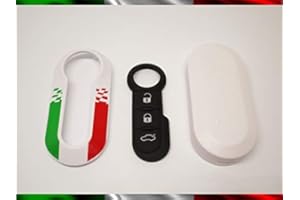 CAR PASSION Obudowa kluczyka + gumowe przyciski, kompatybilne z Fiat 500 Grande Punto Evo Bravo Panda 500L Lancia Y Ypsilon Musa Delta Shell, pilot zdalnego sterowania Tricolore Włochy + instrukcja montażu wideo
