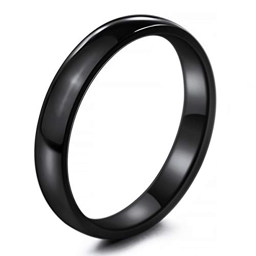 MunkiMix Ancho 4mm Acero Inoxidable Banda Venda Anillo Ring Negro Alianzas Boda Talla Tamaño 17 Hombre,Mujer