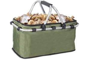 Cuchilleria Deportiva ALBAINOX 39099. Cesta Plegable para Setas Albainox. Verde. Estructura de Aluminio. 42x26x22 cm Herramienta para Caza, Pesca, Camping, Outdoor, Supervivencia y Bushcraft