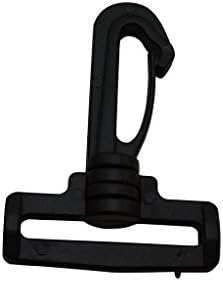 Tianbang Black 1.5" Inside Width Swivel D Ring Snap Plastic Buckles Lobster Clasp Trigger Clips Rotary Hook Pack of 6
