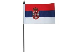 Serbien Crest liten hand viftande flagga 15 x 10 cm flagga superstore©