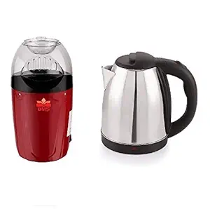 BMS Lifestyle Fast Boiling Tea Kettle Cordless, ilo 1200-W Hot Air Popcorn Snack Combo(Kettle+Popcorn)