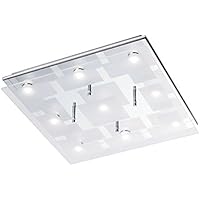 LED Lámpara de techo 9 focos Piso Proyección Cocina 40 cm cristal rectangular (iluminación de techo, lámpara de techo, Salón Proyección, Dormitorio, 9 x 3,3 W)