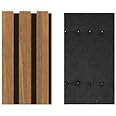 Acoustic Slat Wood Wall Panels Sample, Decorative Wood Panels for Walls, Slat Wall Paneling for Kitchen and Living Room Decor, Noise Reduction, Sound Proofing Panels for Walls, 30x12.5cm | Walnut