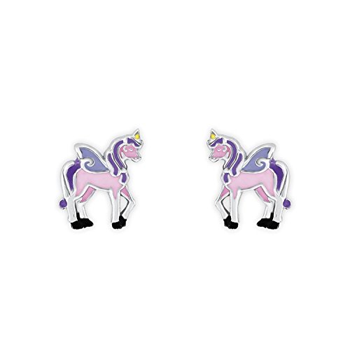 Prinzessin-Lillifee-Kinder-Ohrstecker-Mdchen-Einhorn-Rosie-925-Silber-Emaille-rosa-lila