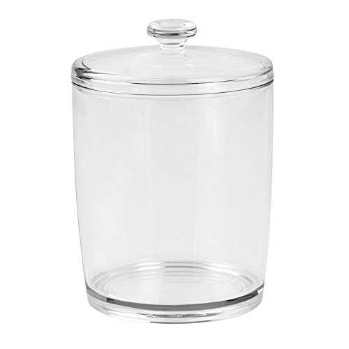 InterDesign Basic Aufbewahrungsbox | Wattepadspender mit Deckel | Behälter für Wattestäbchen oder Kosmetik | Kunststoff durchsichtig