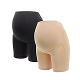 Schwangerschafts-Slip-Umstandsslip mit langen Beinen, perfekt für die Schwangerschaft, nach Geburt, hochwertiger Baumwoll-Mix, Beige-Hautfarben, Schwarz von HERZMUTTER (5000)