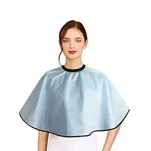 Noverlife Short Makeup Cape, Light Blue Shortie Comb-Out Beard Shaving Cape, Beauty Salon Styling Bib for Client, Barber Shop Shampoo Cloth Makeover Shawl for Cosmetic Artist Beautician Stylist