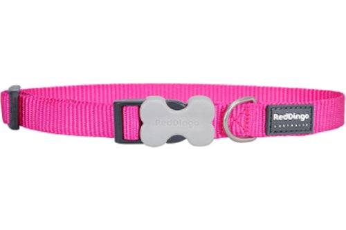 Red-Dingo-Plain-Dog-Collar-M-18-mm-30-45-cm-Neck-Size-Classic-Hot-Pink