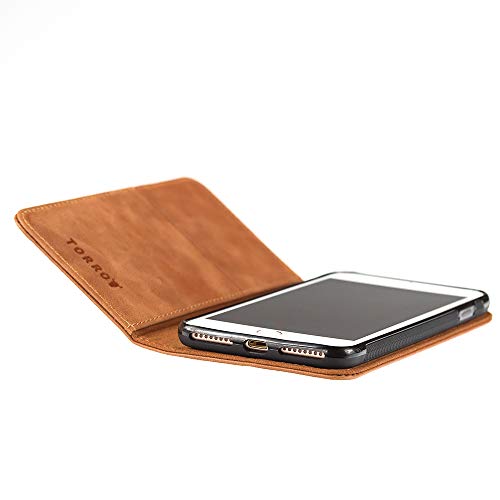 Funda iPhone 8 Plus   iPhone 7 Plus  Genuina Funda De Piel  Con Funci  n Stand Para El iPhone 8 Plus   iPhone 7 Plus  Dise  o Delgado  Ranuras Para Tarjeta  Ranuras Para Billetes  Cierre Magn  tico  Marron  Hecho Por TORRO