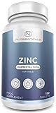 ZINC 10mg Elemental, 6 Months Supply 100% Recommended Daily Amount for healthy immune system, skin, hair & nails, normal growth and reduction of tiredness and fatigue | 180 Tablets