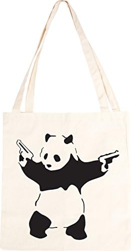 Panda With Guns Cotton Tote Bag
