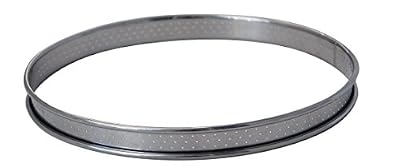 De Buyer 3093.22 Cercle à Tarte Perforé Rond inox - Bord Roulé - ht. 2 cm - Ø 22 cm