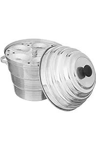 Xtore Glaze Aluminum Idli Maker Cooker with Khaman Dhokla Plates (4 Idli Plates, 2 Dhokla Plates, 1 Jaali, 15 Idli) | Silver