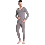 UJUNAOR Herren Herbsthosenanzug Schlank Leggings Zuhause Frühling Thermo-Unterwäsche Top-Hosen Set(Grau,CN 3XL)