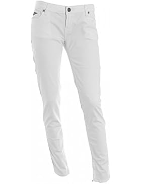 YES ZEE Pantaloni donna bianco con zip sul fondo