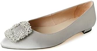 ZFNYY Classic Flat Snowflake Buckle Pointed Shoes Wild Casual Shoes Rhinestone