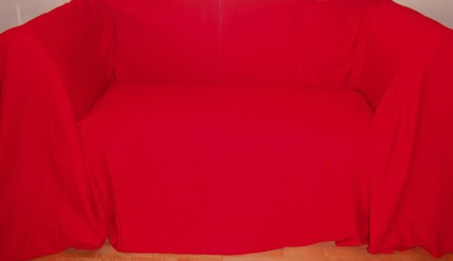 Sofa Throws Direct 100% Cotton Mega Extra Large Red 259x394 cms - Ideal extra large 3 4 seater sofas