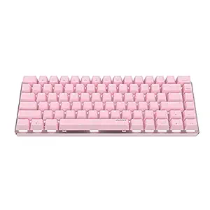 Decdeal AK33 82 Keys USB Wired Mechanical Keyboard Monochromatic White Backlight Aming Office Keyboard Pink with Red Switches