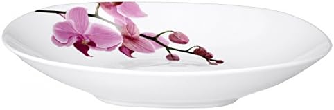 Set of 4 Dinner Plate Deep Kyoto Orchid 21,5 cm Soup Plate White with Decoration