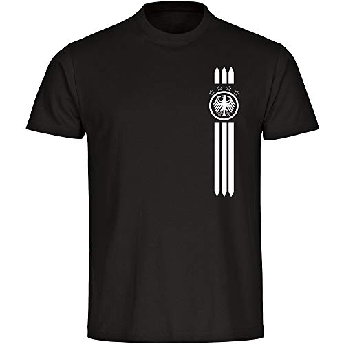 T-Shirt T-Shirt Deutschland Adler Trikot Streifen Herren schwarz Gr. S-5XL – Fanshirt Fanartikel Fanshop Fußball Weltmeisterschaft Europameisterschaft WM EM Nationalmannschaft Germany, Größe:L